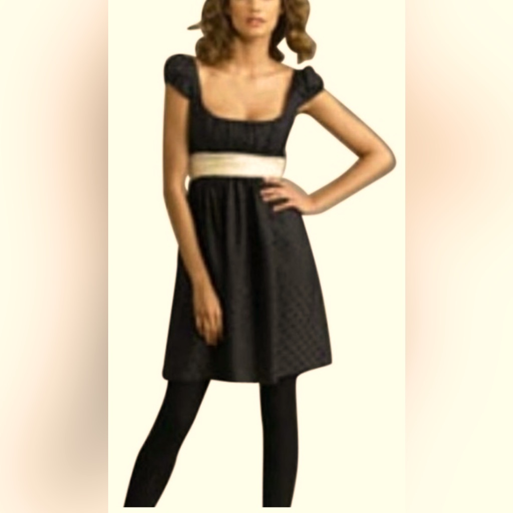 Rare Vintage Milly Silk Dress-Black & Ivory Polka Dot W/ Elegant Bow In Back Sz6